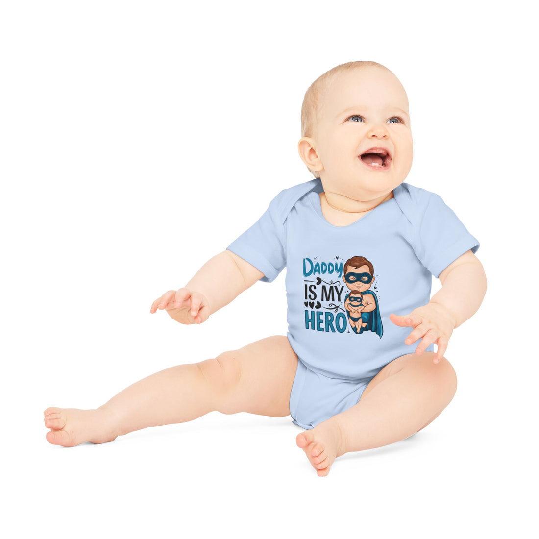 "Daddy is my hero" Baby Organic Short Sleeve Bodysuit