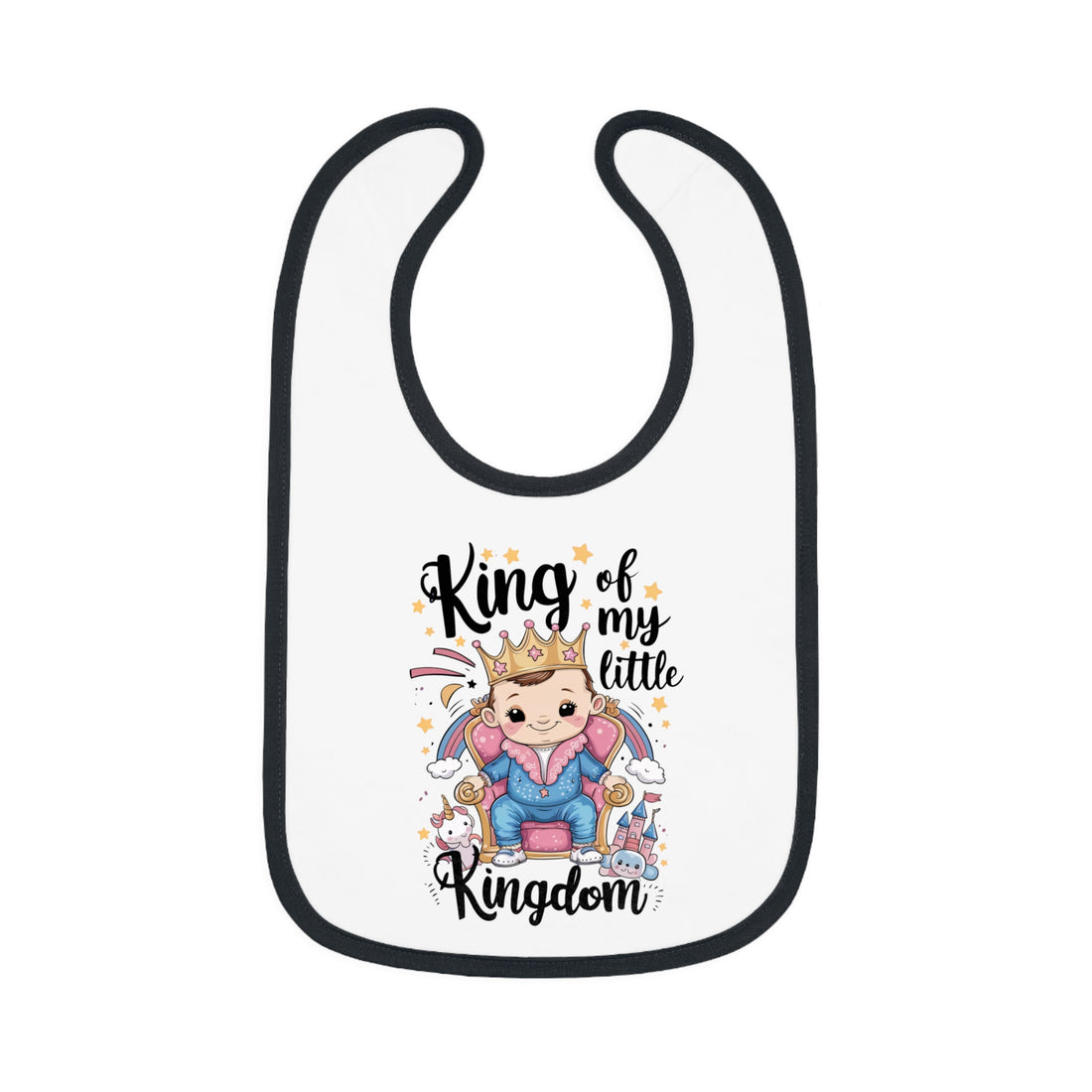 "King of my little kingdom" Baby Contrast Trim Jersey Bib