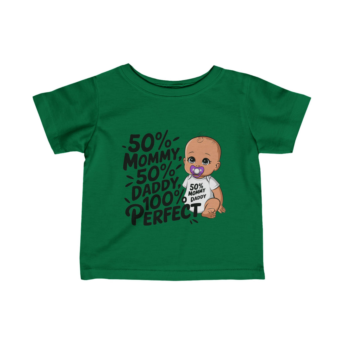 "50% mommy 50% daddy 100% perfect" Infant Fine Jersey Tee