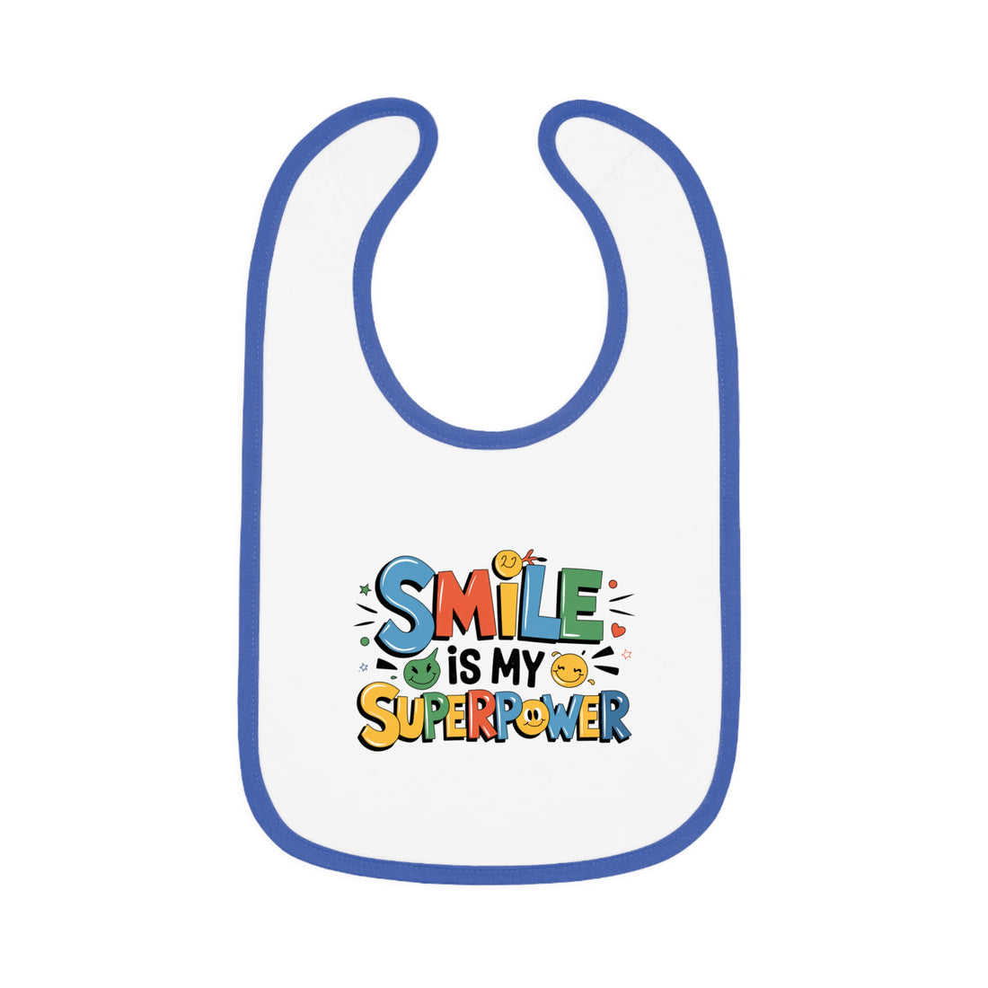 "Smile is my superpower" Baby Contrast Trim Jersey Bib