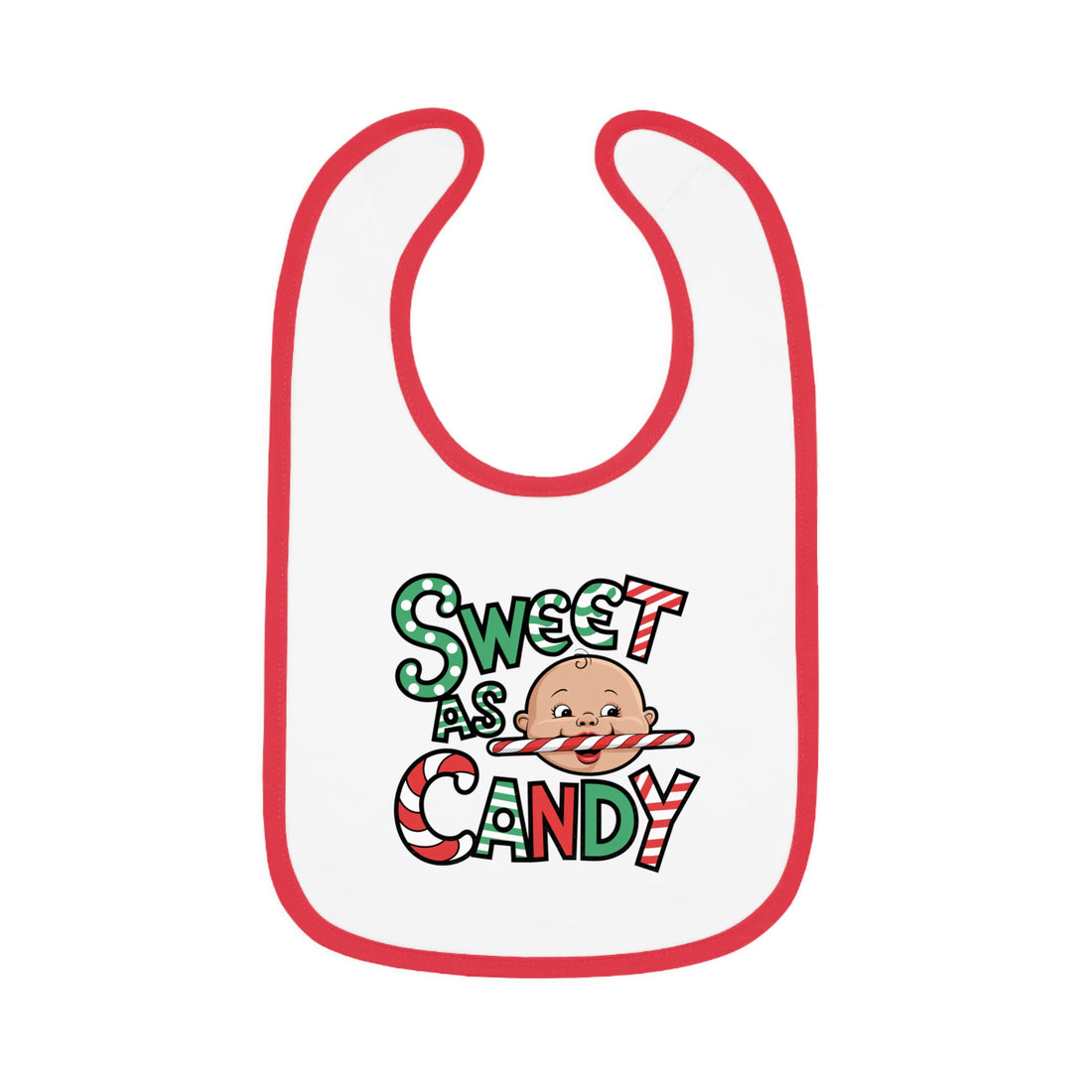 "Sweet as candy" Baby Contrast Trim Jersey Bib