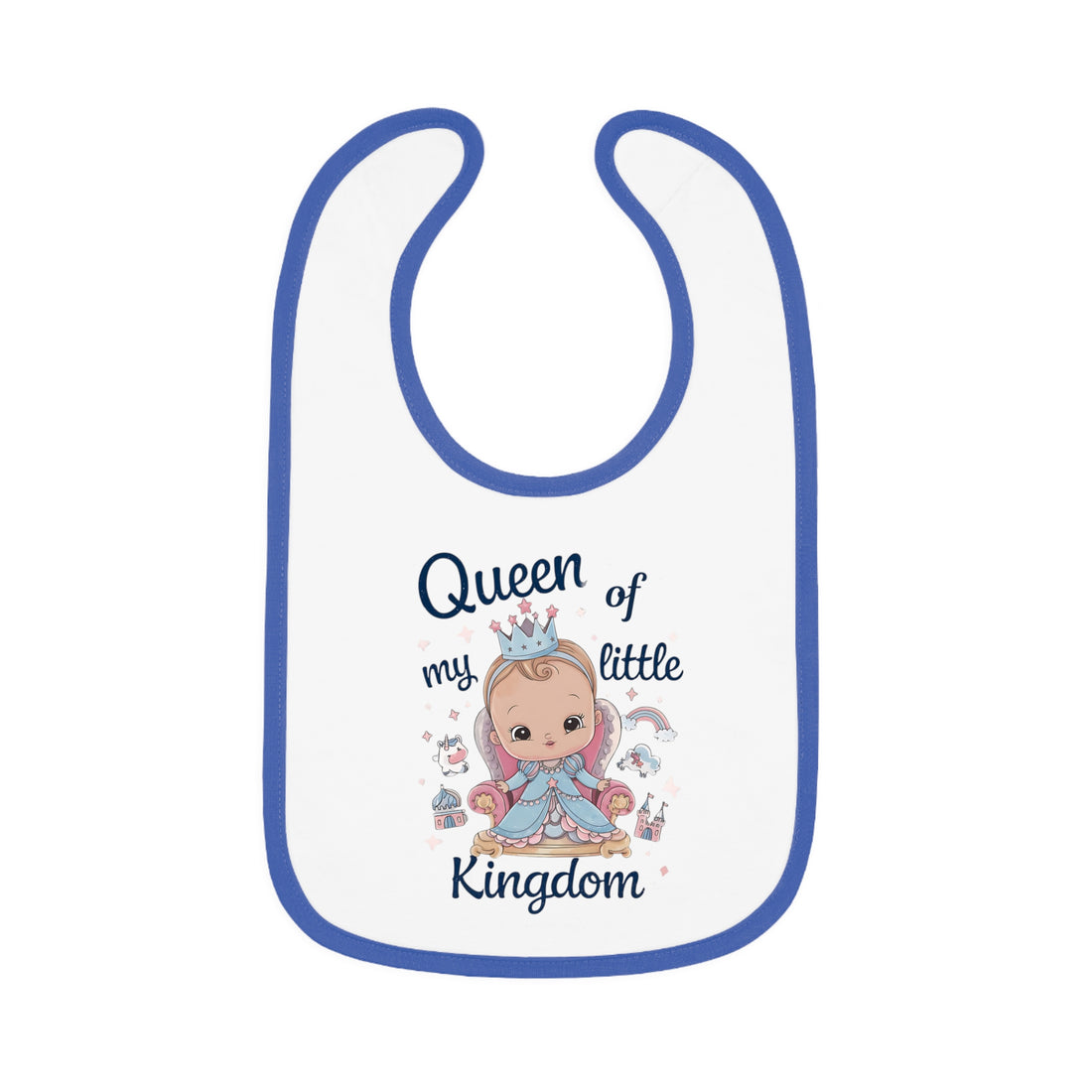 "Queen of my little kingdom" Baby Contrast Trim Jersey Bib