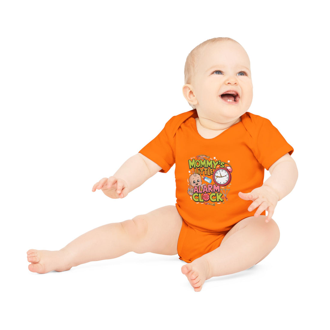 "Mommy's little alarm clock" Baby Organic Short Sleeve Bodysuit