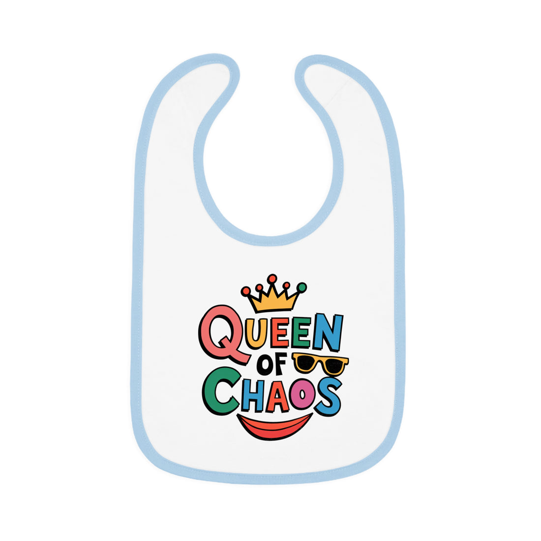 "Queen of chaos" Baby Contrast Trim Jersey Bib