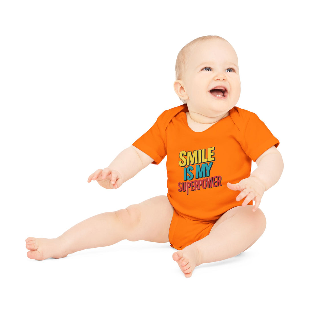 "Smile is my superpower" Baby Organic Short Sleeve Bodysuit