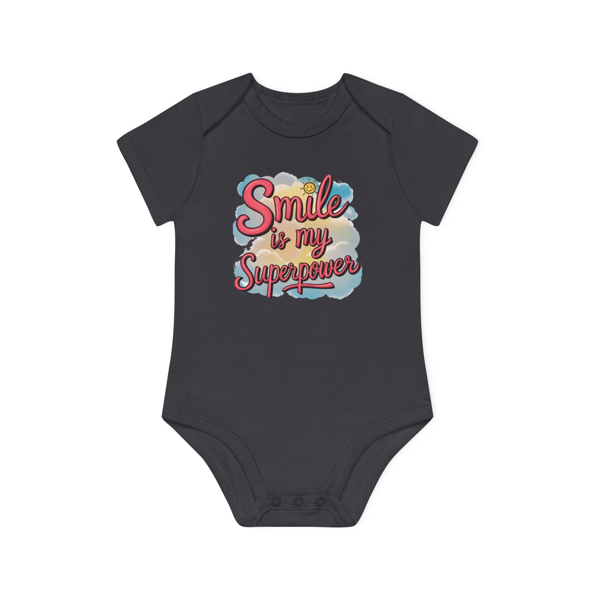 "Smile is my superpower" Baby Organic Short Sleeve Bodysuit