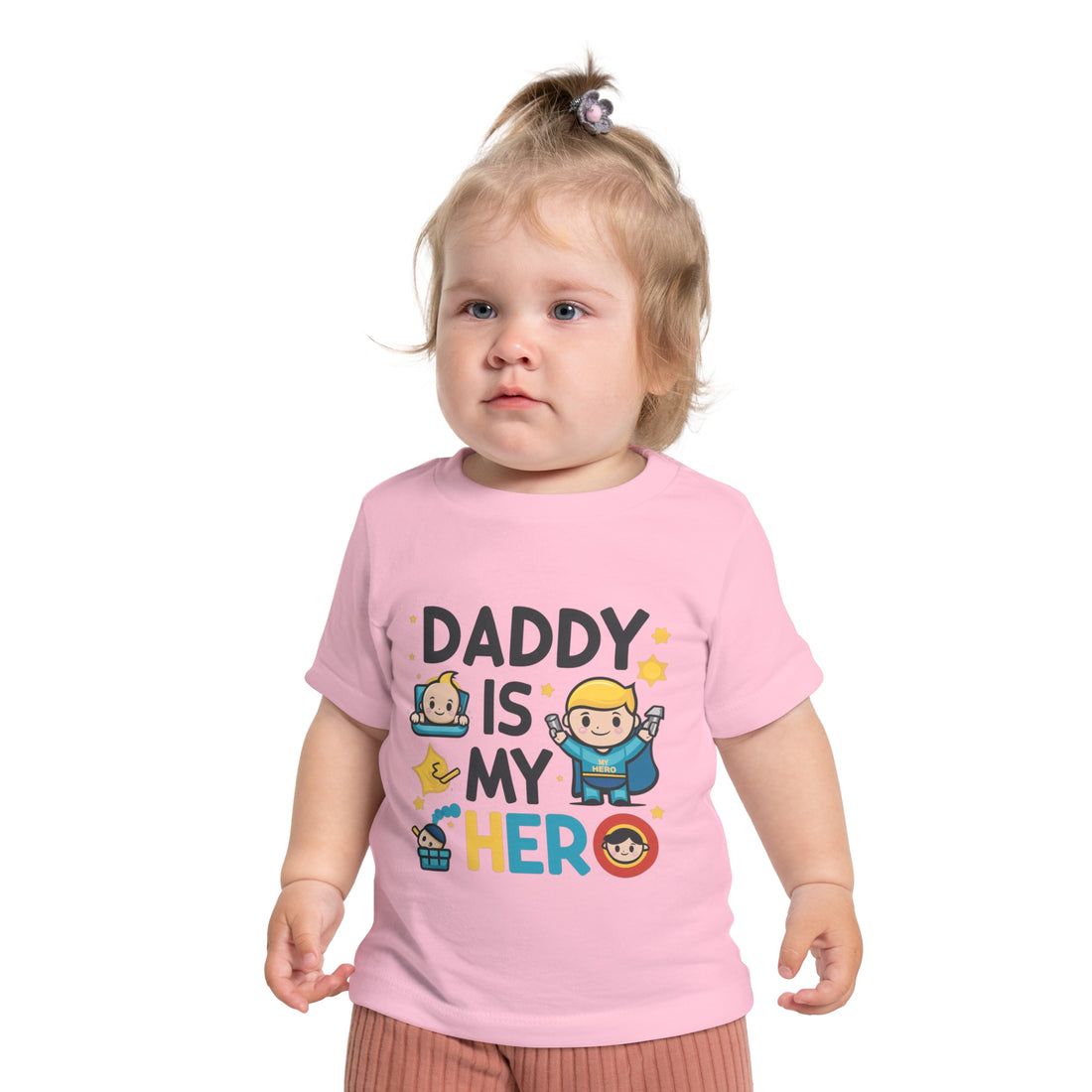 "Daddy is my hero" Baby Short Sleeve T-Shirt