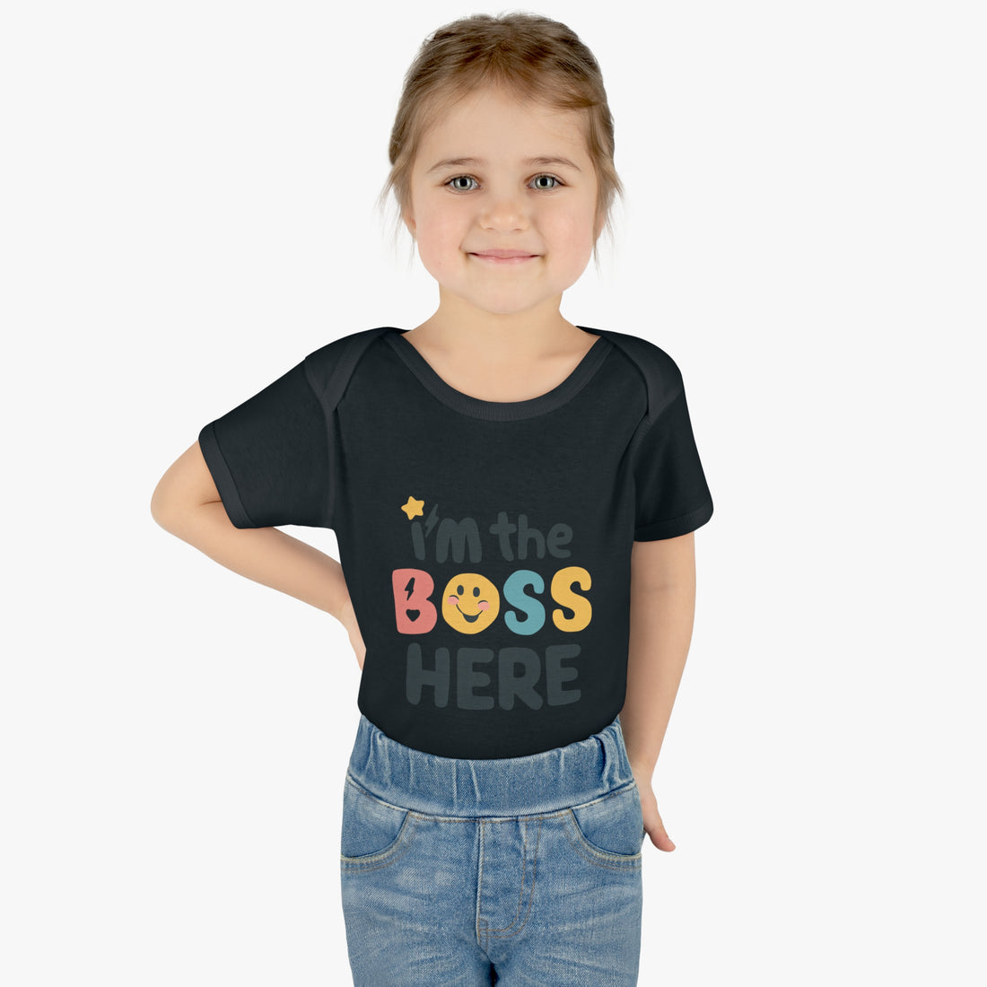 "I'm the boss here" Infant Baby Rib Bodysuit