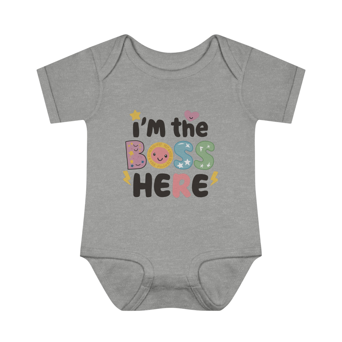 "I'm the boss here" Infant Baby Rib Bodysuit