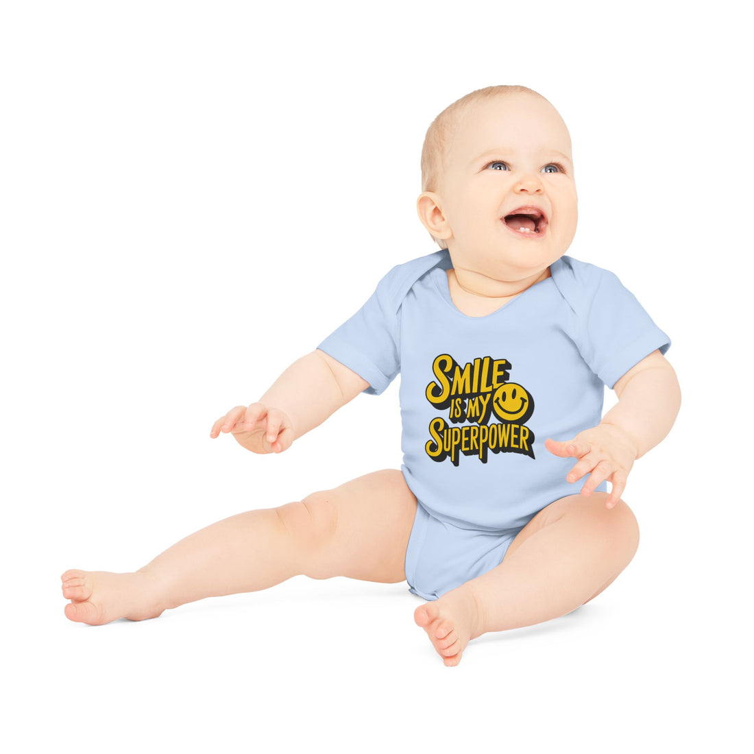 "Smile is my superpower" Baby Organic Short Sleeve Bodysuit