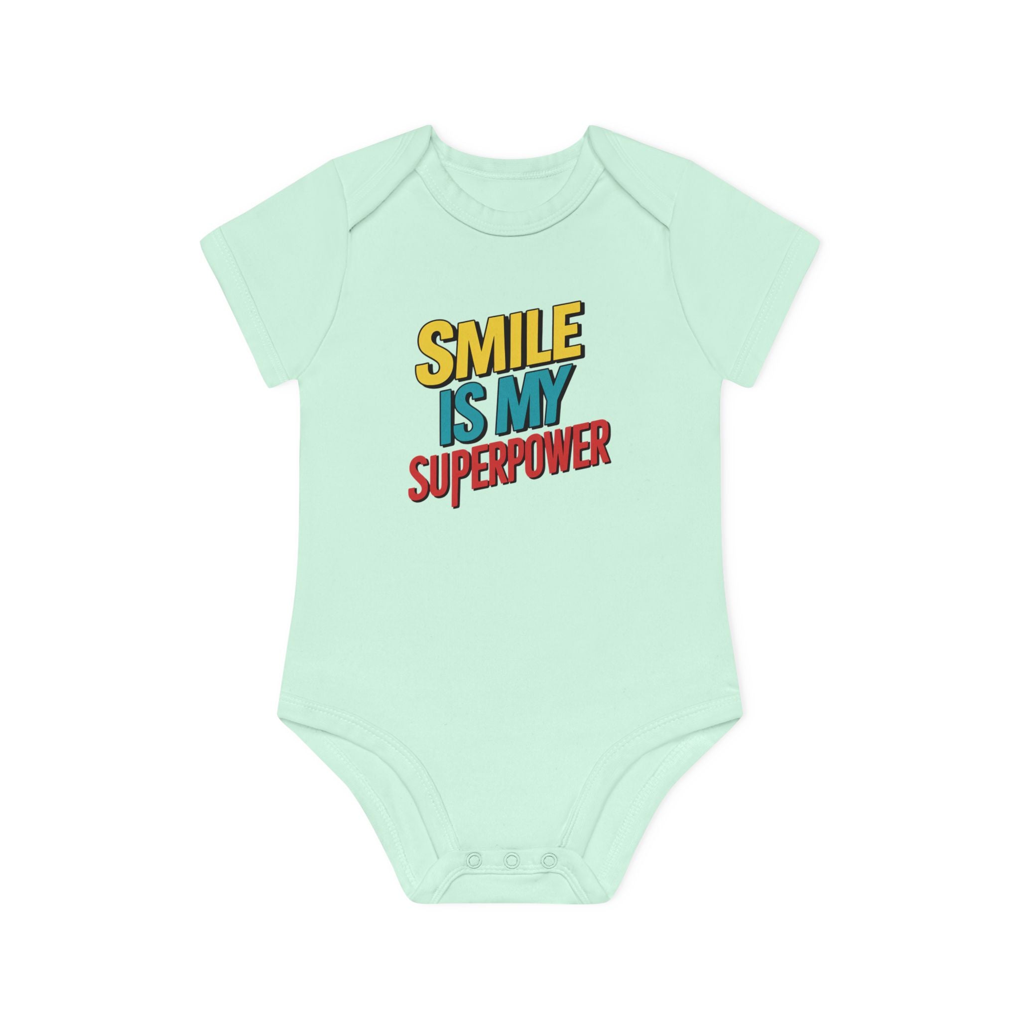 "Smile is my superpower" Baby Organic Short Sleeve Bodysuit