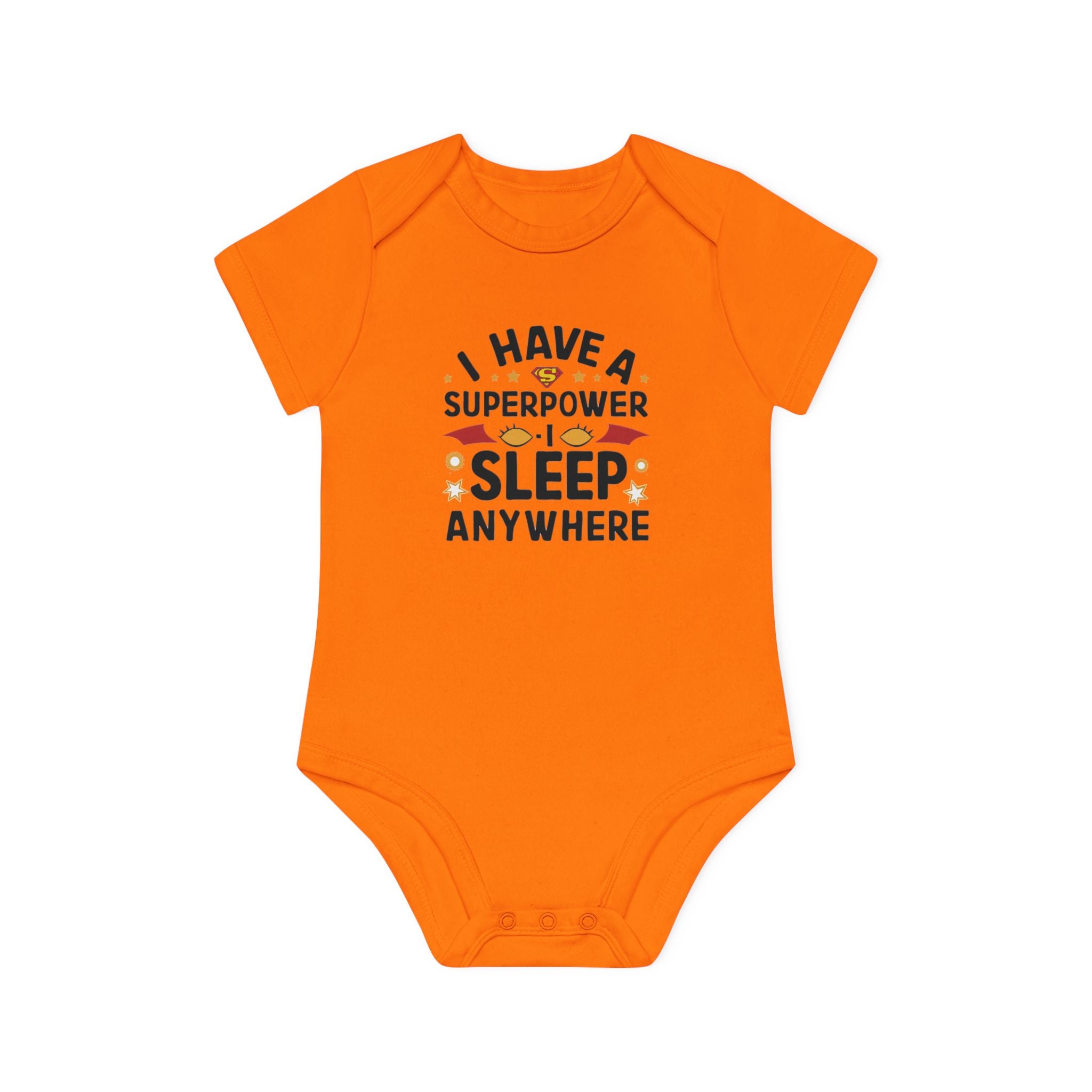 "I have a superpower I sleep anywhere" Baby Organic Short Sleeve Bodysuit
