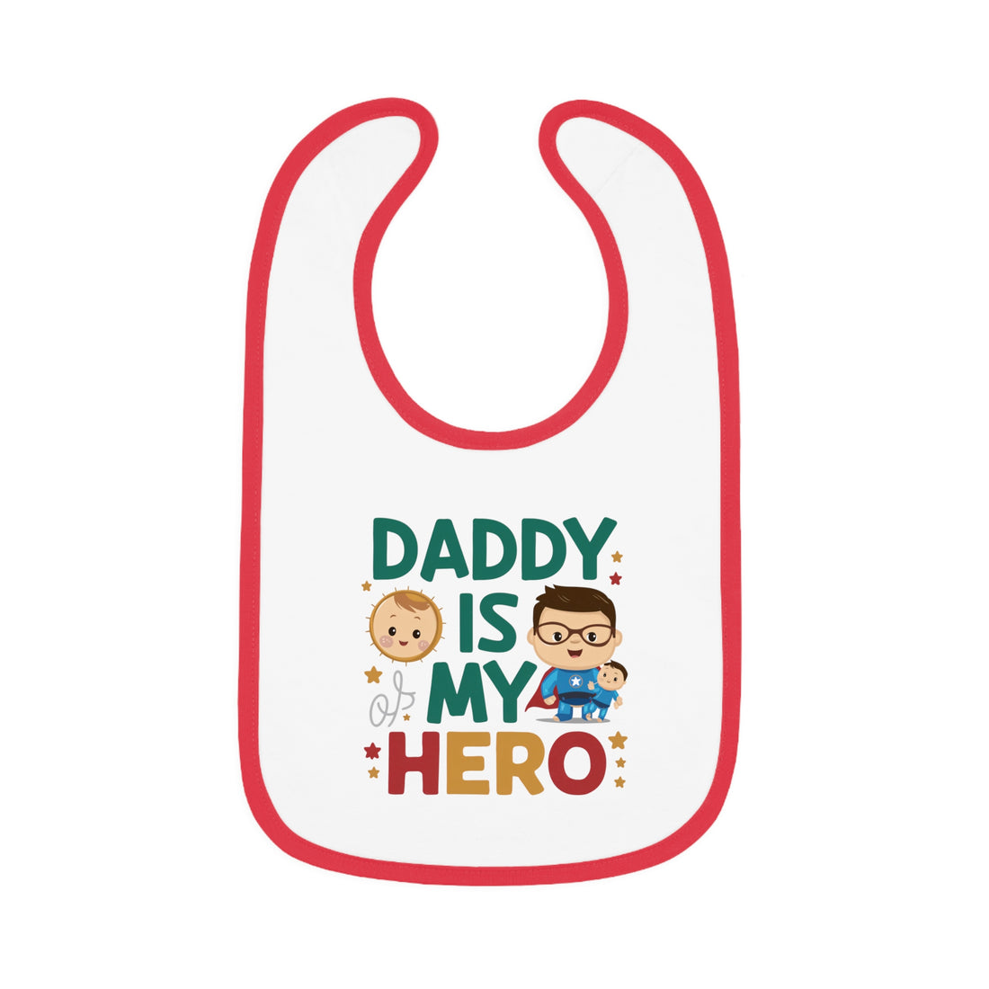 "Daddy is my hero" Baby Contrast Trim Jersey Bib