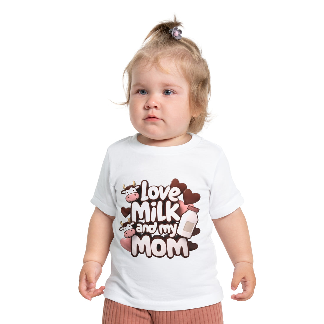 "Love milk and my mom" Baby Short Sleeve T-Shirt