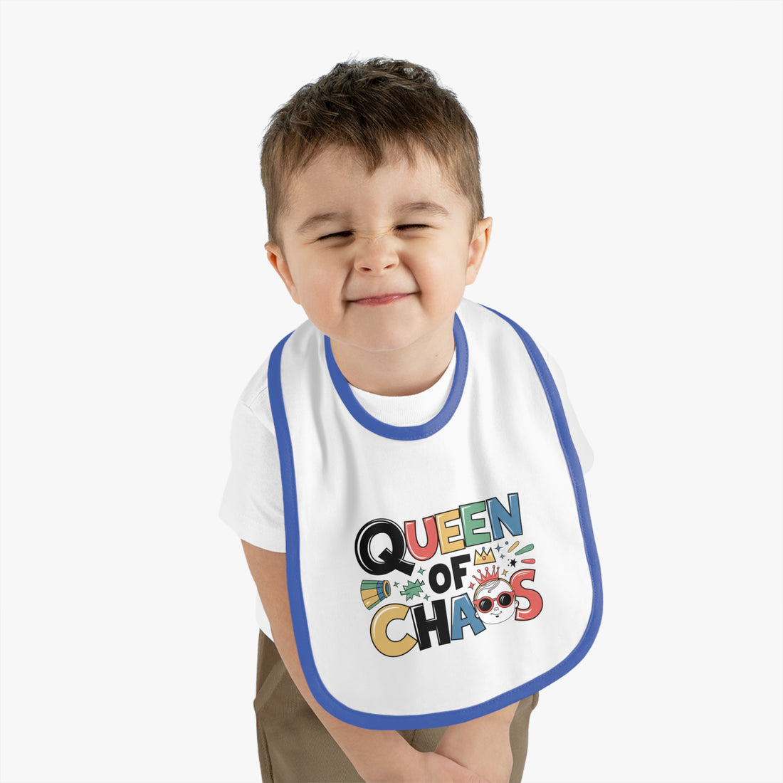 "Queen of chaos" Baby Contrast Trim Jersey Bib