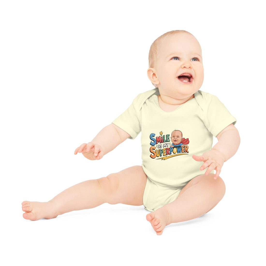 "Smile is my superpower" Baby Organic Short Sleeve Bodysuit