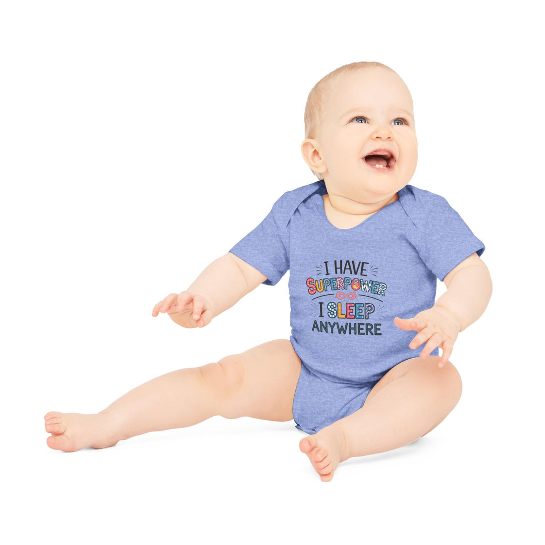 "I have superpower I sleep anywhere" Baby Organic Short Sleeve Bodysuit