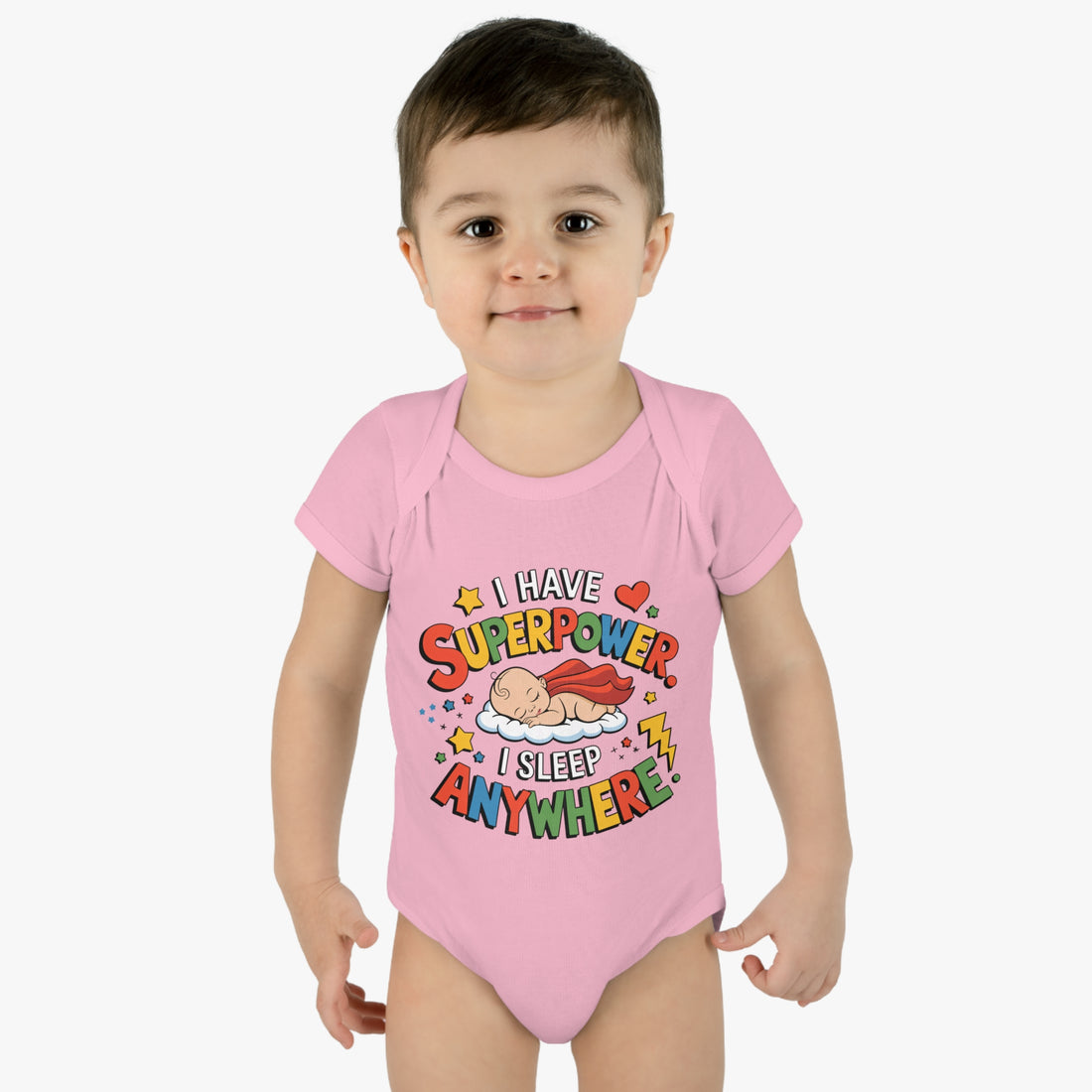 "I have a superpower I sleep anywhere" Infant Baby Rib Bodysuit