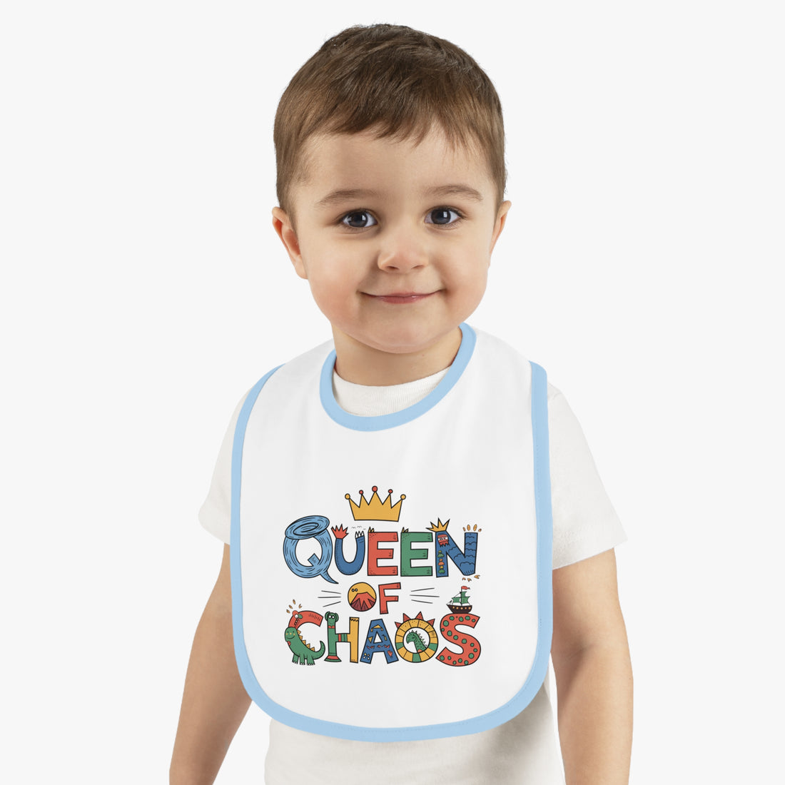 "Queen of chaos" Baby Contrast Trim Jersey Bib