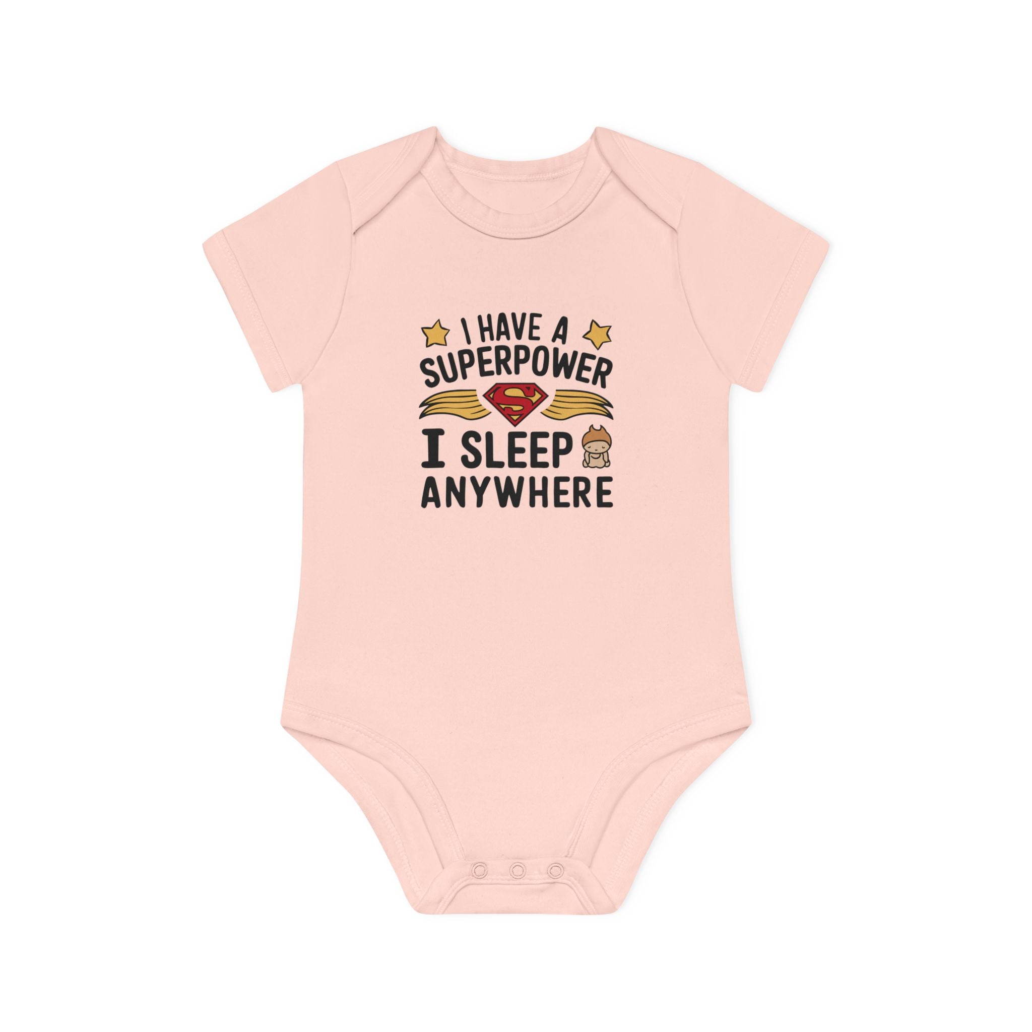 "I have a superpower I sleep anywhere" Baby Organic Short Sleeve Bodysuit