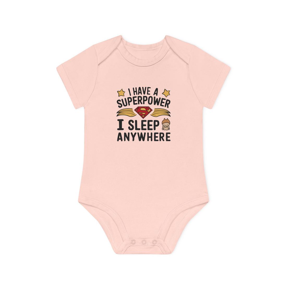 "I have a superpower I sleep anywhere" Baby Organic Short Sleeve Bodysuit