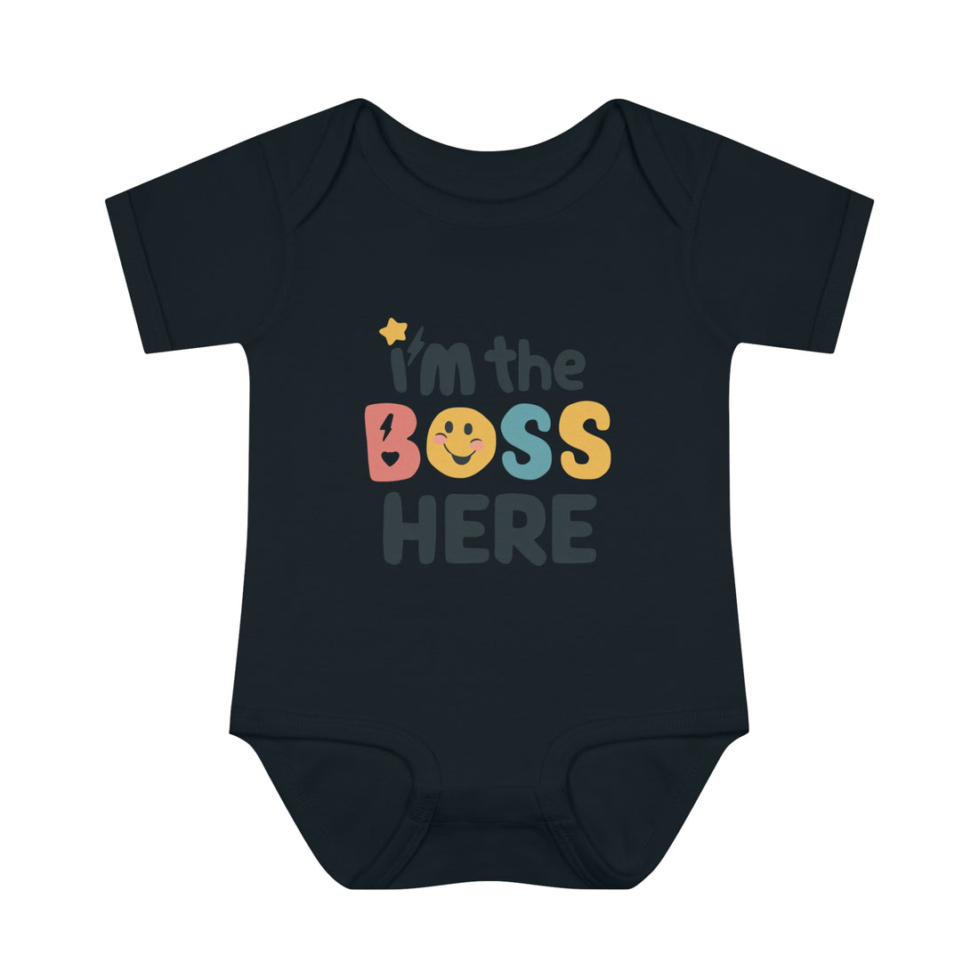 "I'm the boss here" Infant Baby Rib Bodysuit