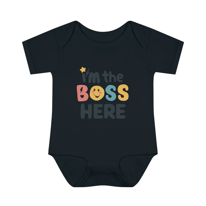 "I'm the boss here" Infant Baby Rib Bodysuit