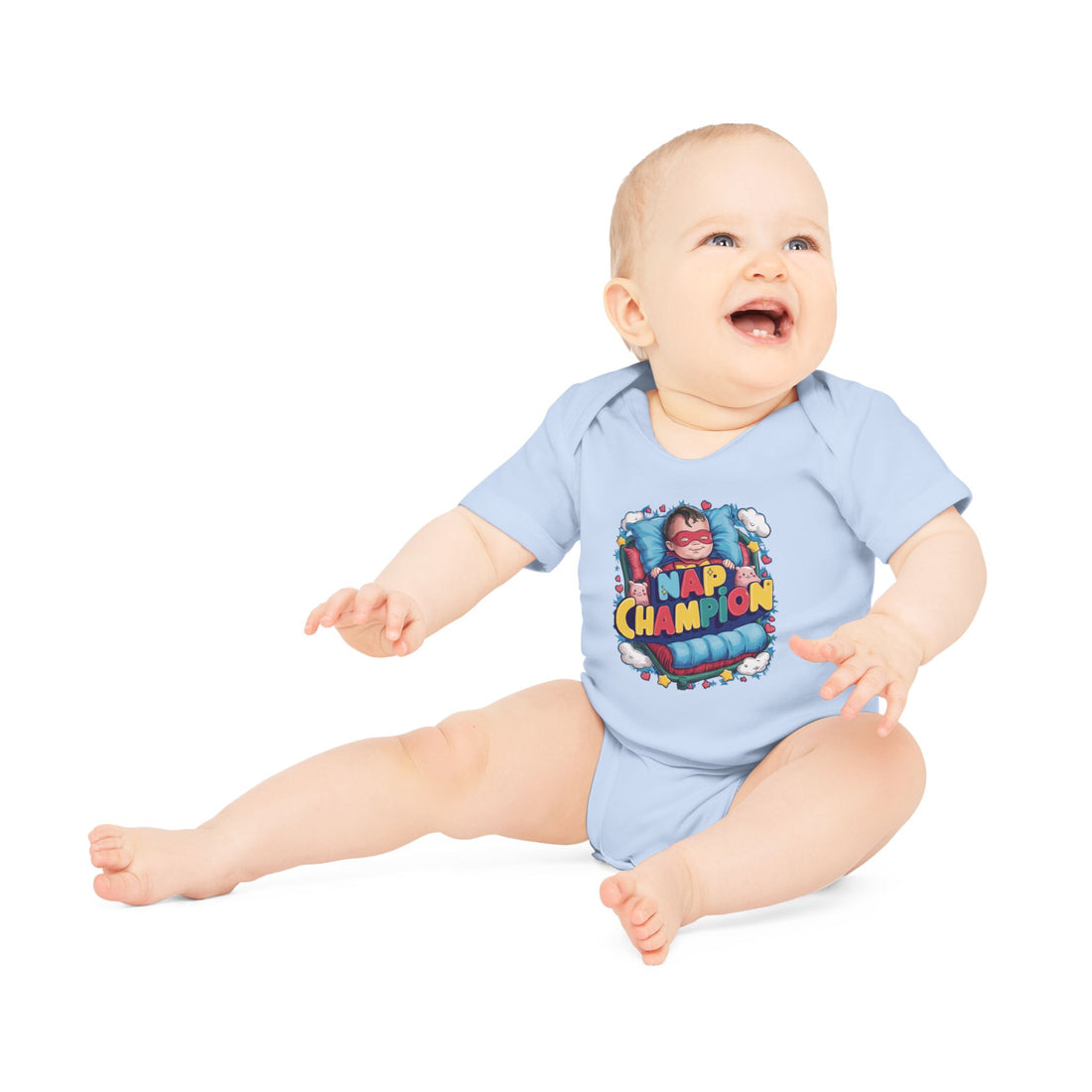 "Nap champion" Baby Organic Short Sleeve Bodysuit