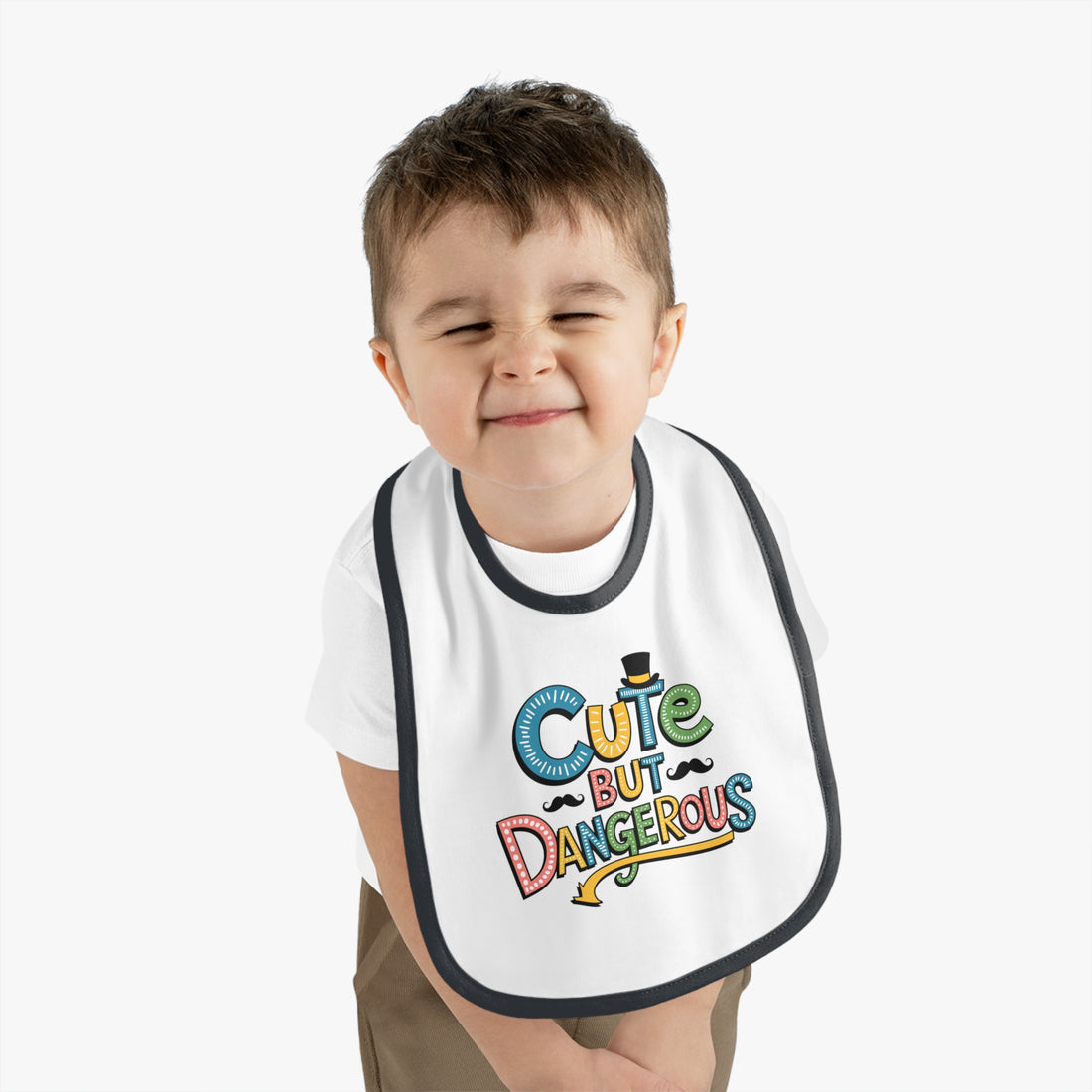 "Cute but dangerous" Baby Contrast Trim Jersey Bib