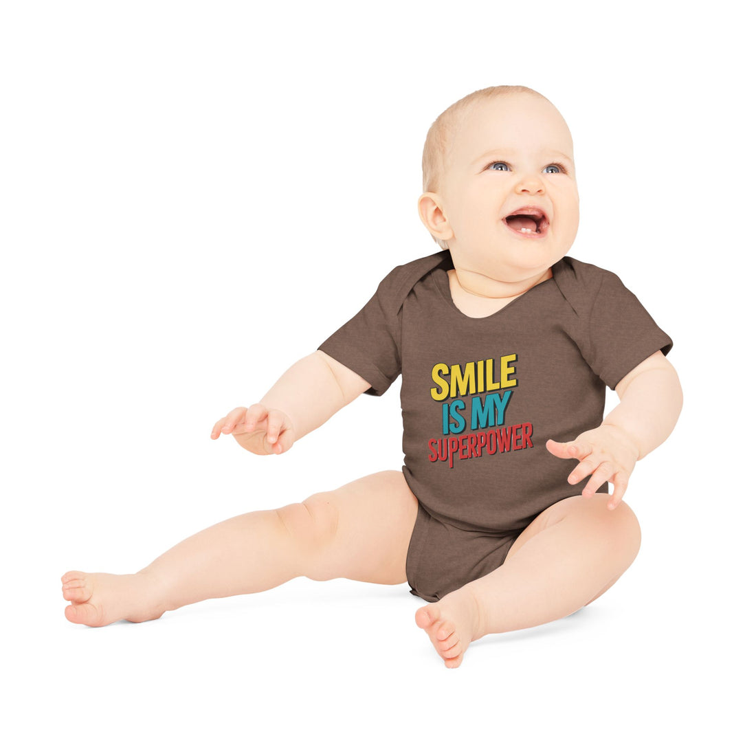 "Smile is my superpower" Baby Organic Short Sleeve Bodysuit