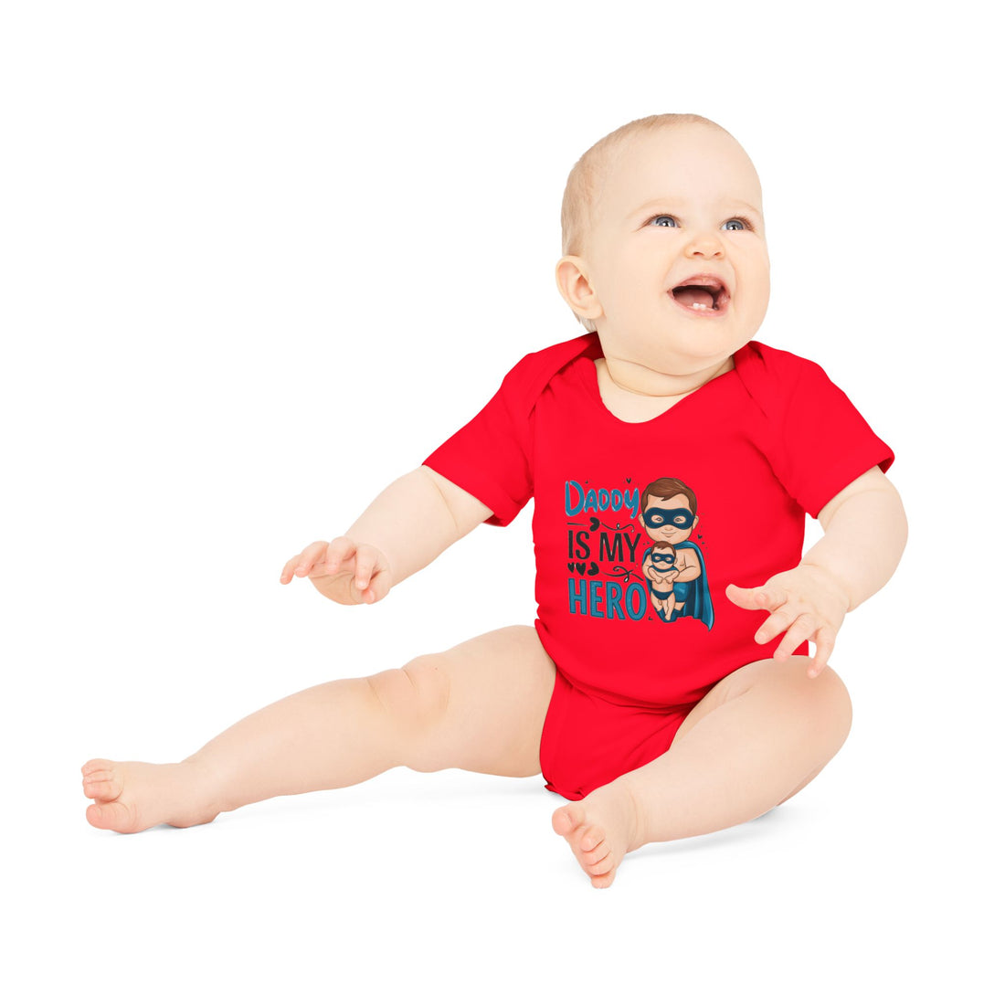 "Daddy is my hero" Baby Organic Short Sleeve Bodysuit