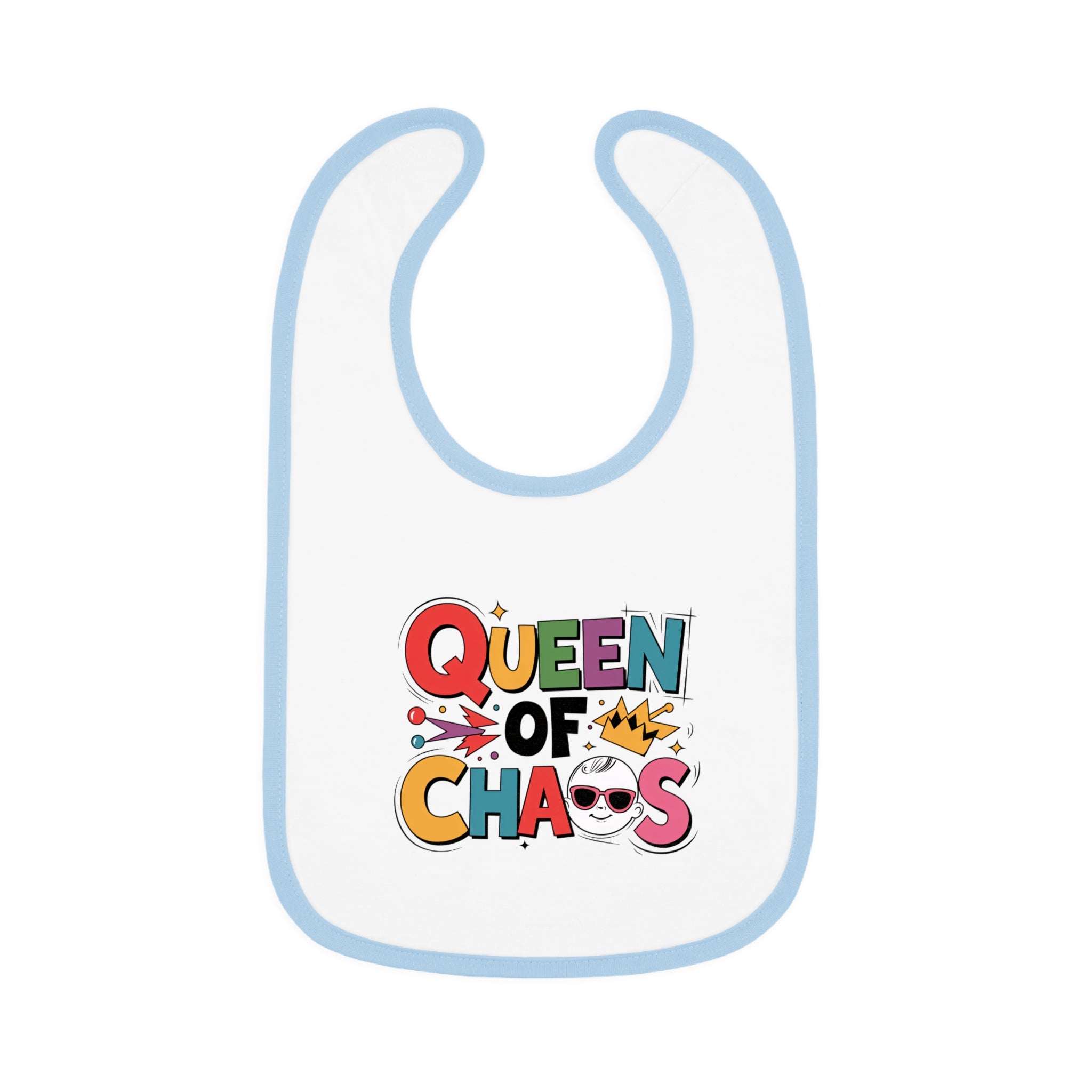 "Queen of chaos" Baby Contrast Trim Jersey Bib