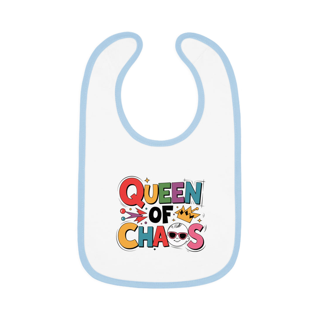 "Queen of chaos" Baby Contrast Trim Jersey Bib