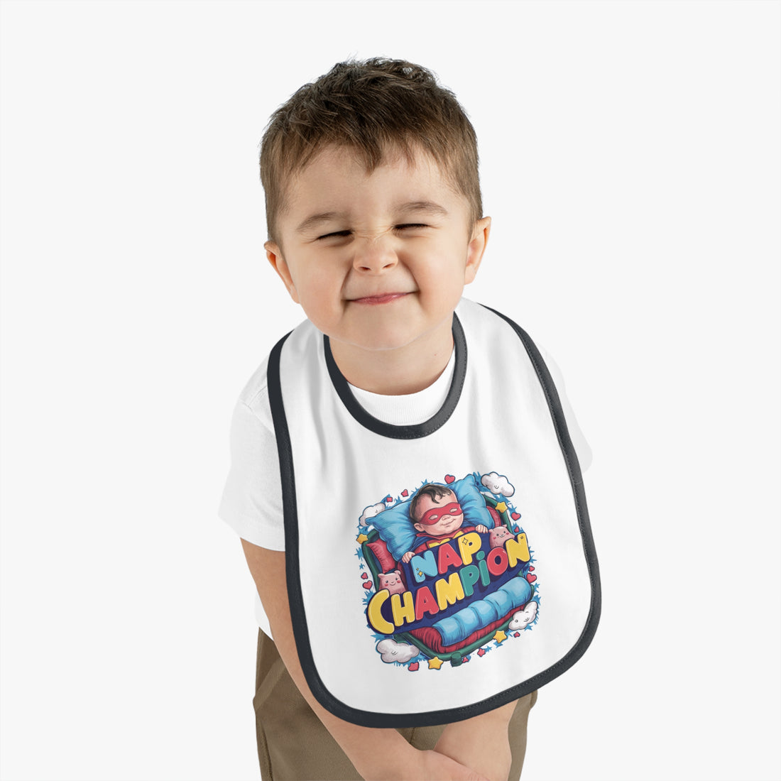 "Nap champion" Baby Contrast Trim Jersey Bib