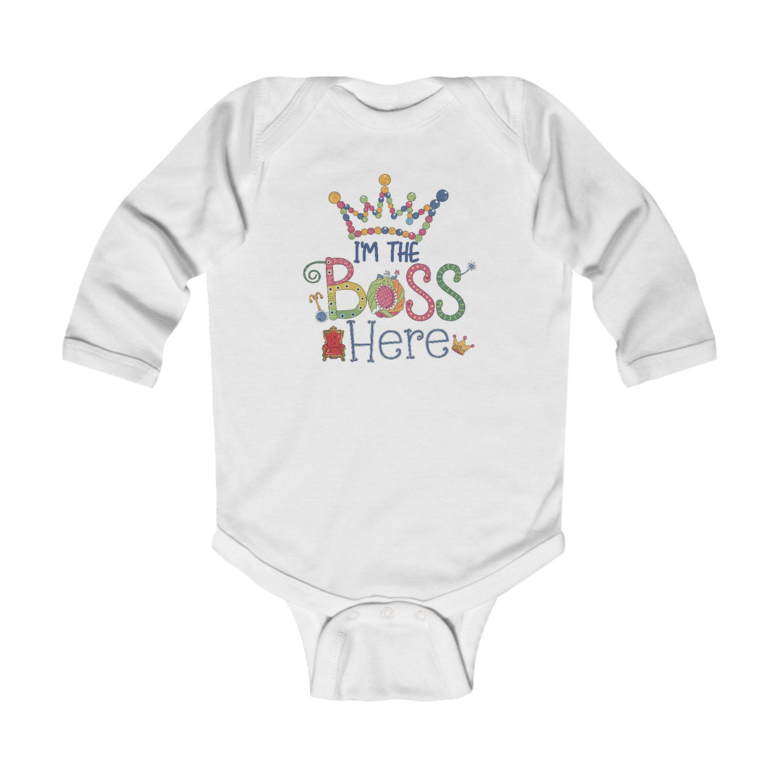 "I'm the boss here" Infant Long Sleeve Bodysuit