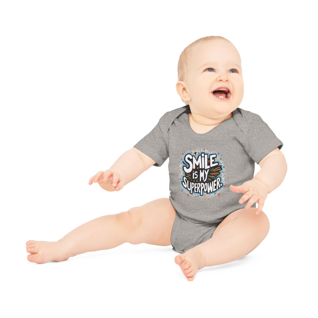 "Smile is my superpower" Baby Organic Short Sleeve Bodysuit