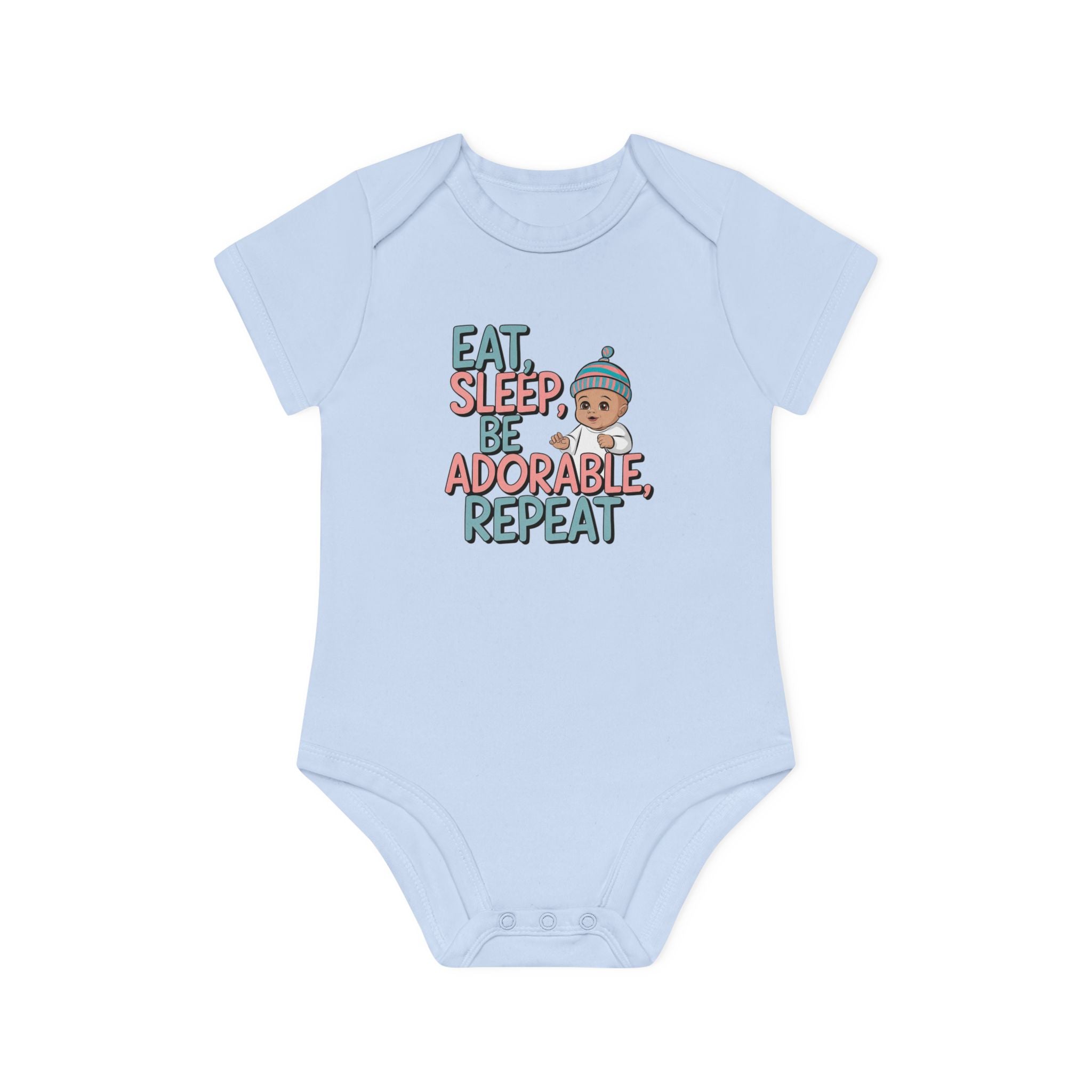 "Eat, sleep, be adorable, repeat" Baby Organic Short Sleeve Bodysuit