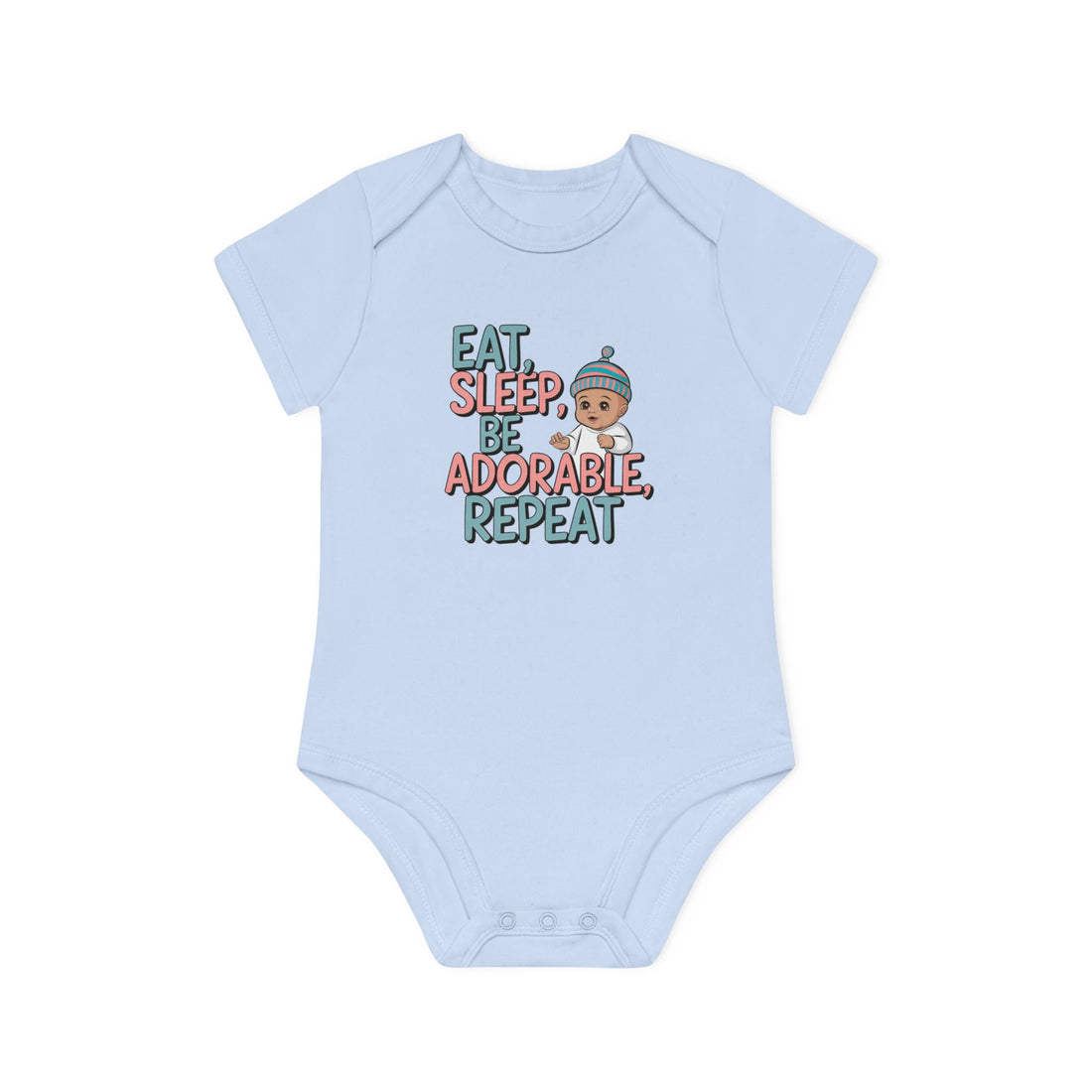 "Eat, sleep, be adorable, repeat" Baby Organic Short Sleeve Bodysuit