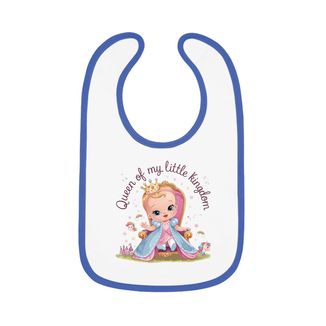 "Queen of my little kingdom" Baby Contrast Trim Jersey Bib