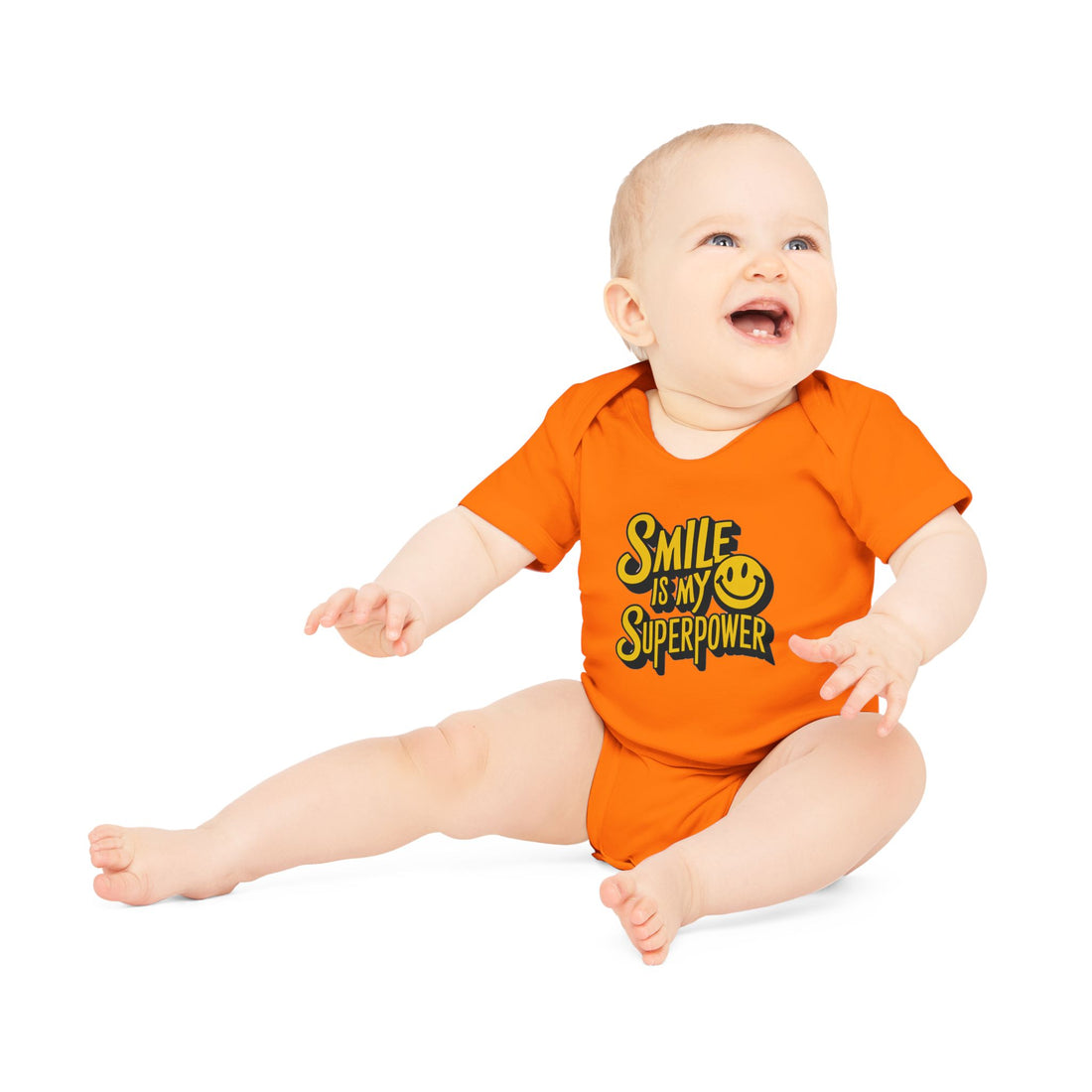 "Smile is my superpower" Baby Organic Short Sleeve Bodysuit