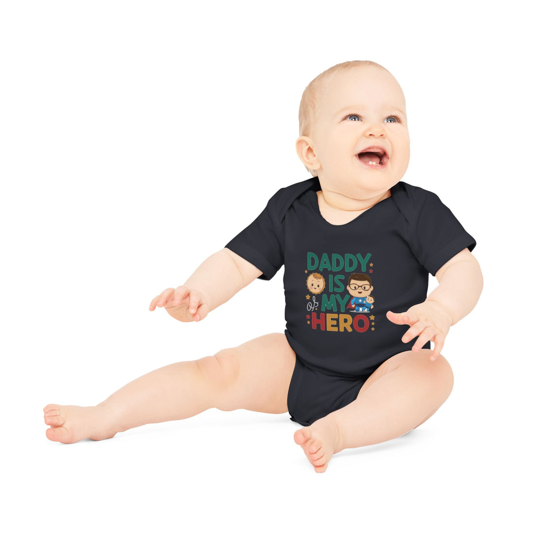 "Daddy is my hero" Baby Organic Short Sleeve Bodysuit