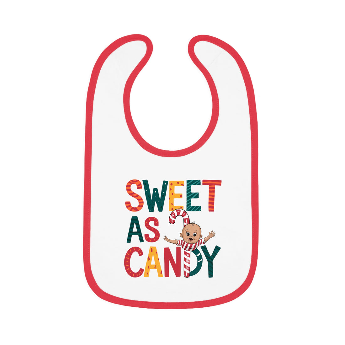 "Sweet as candy" Baby Contrast Trim Jersey Bib