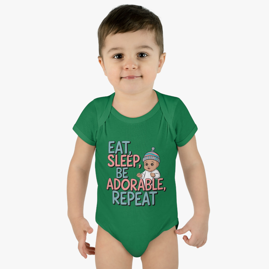 "Eat,sleep,be adorable,repeat" Infant Baby Rib Bodysuit