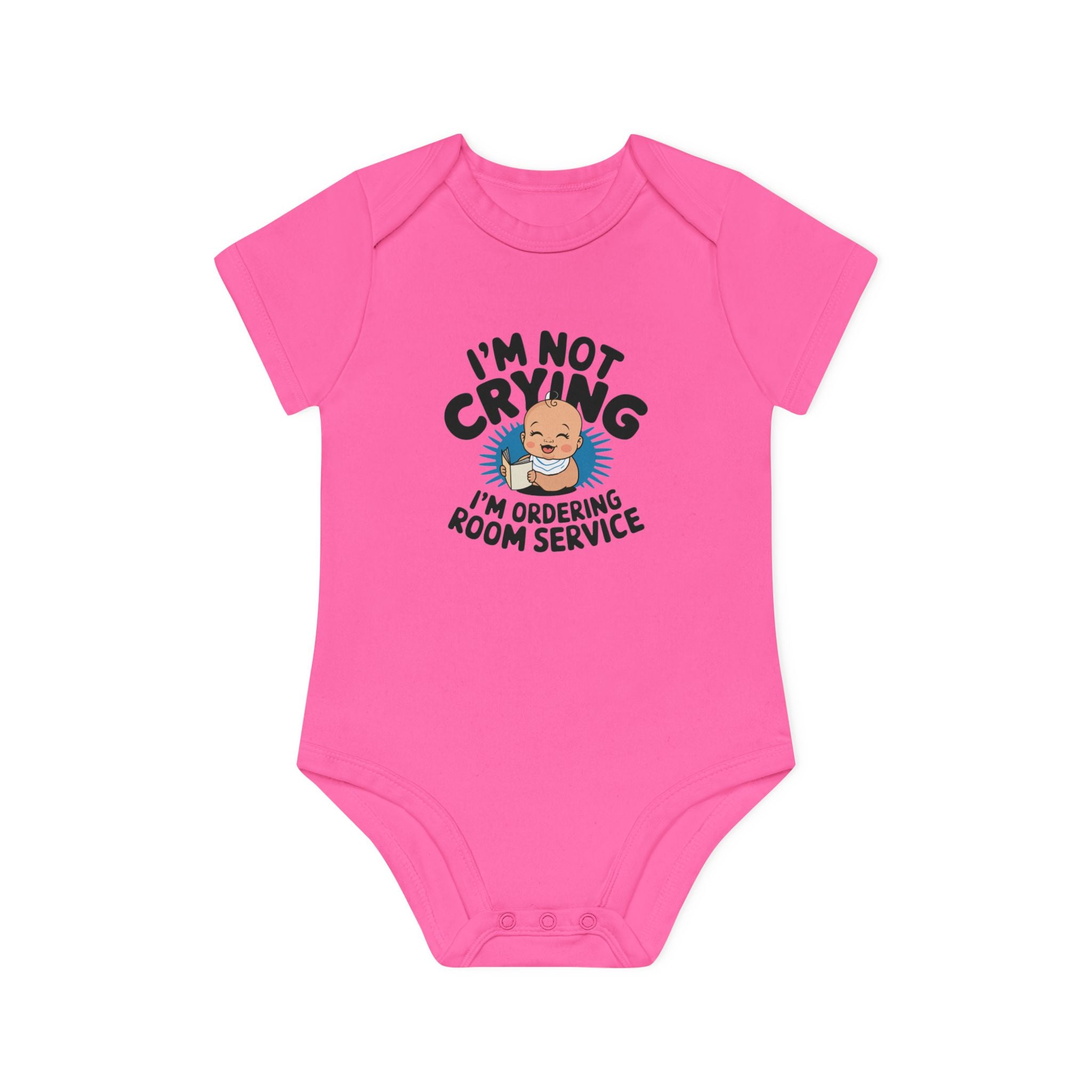 "I'm not crying I'm ordering room service" Baby Organic Short Sleeve Bodysuit