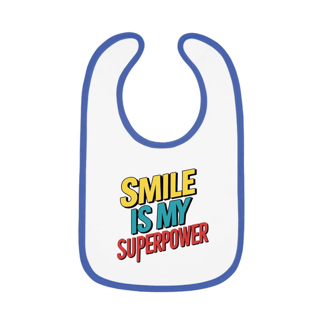 "Smile is my superpower" Baby Contrast Trim Jersey Bib