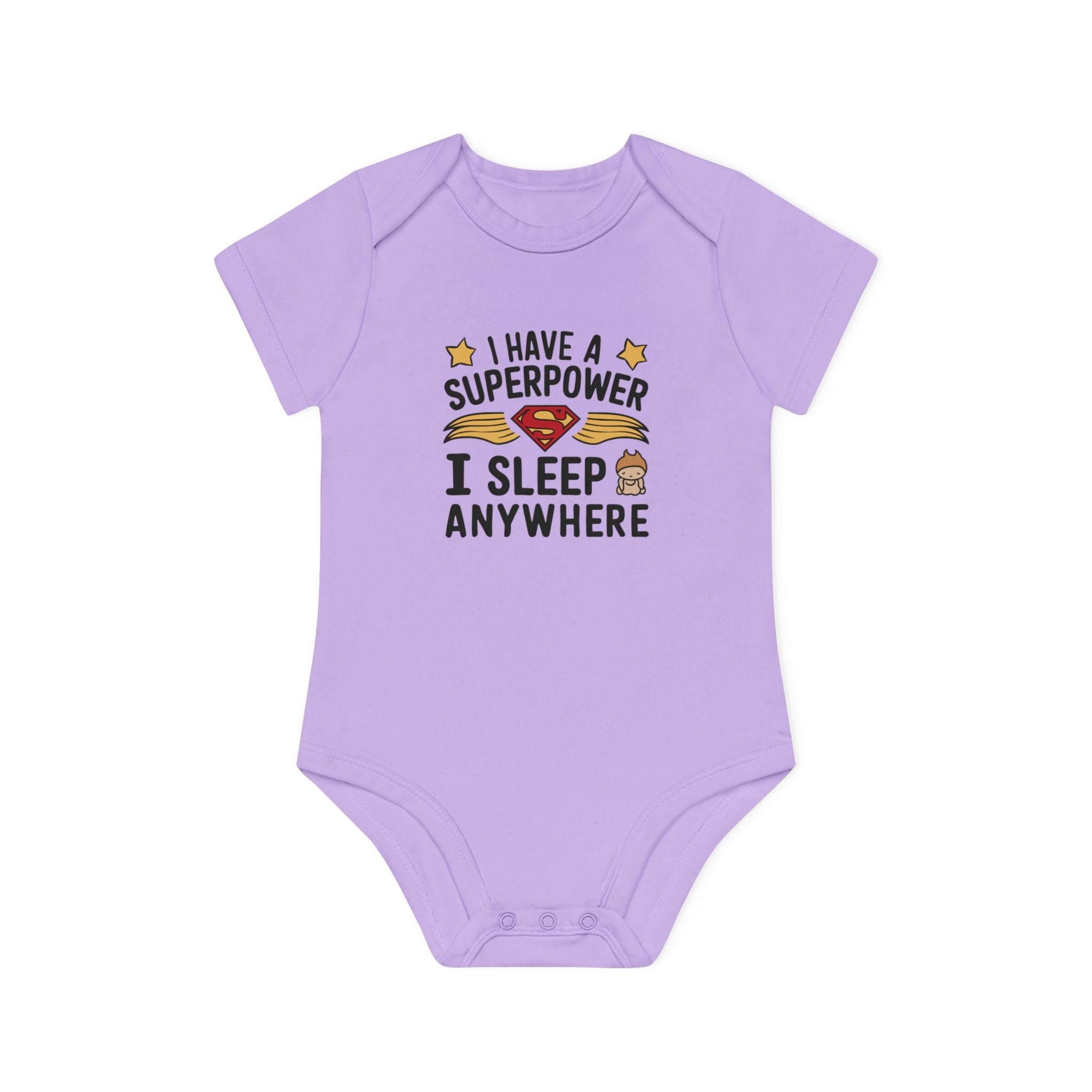 "I have a superpower I sleep anywhere" Baby Organic Short Sleeve Bodysuit