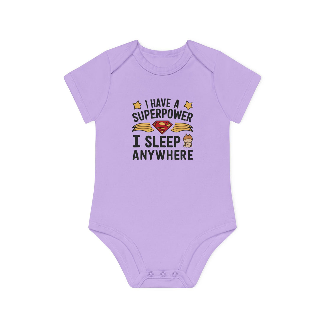 "I have a superpower I sleep anywhere" Baby Organic Short Sleeve Bodysuit