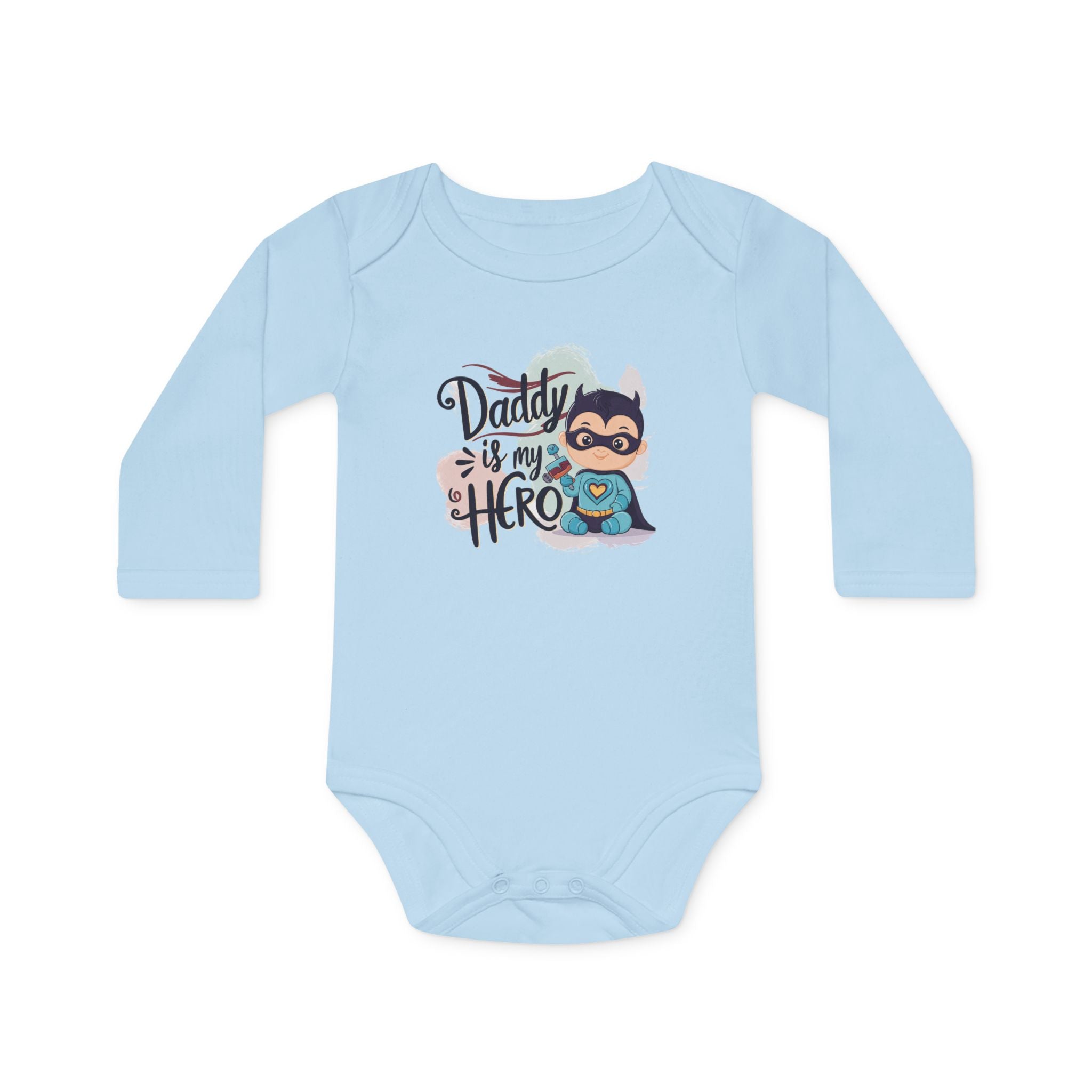 "Daddy is my hero" Baby Long-Sleeve Organic Bodysuit