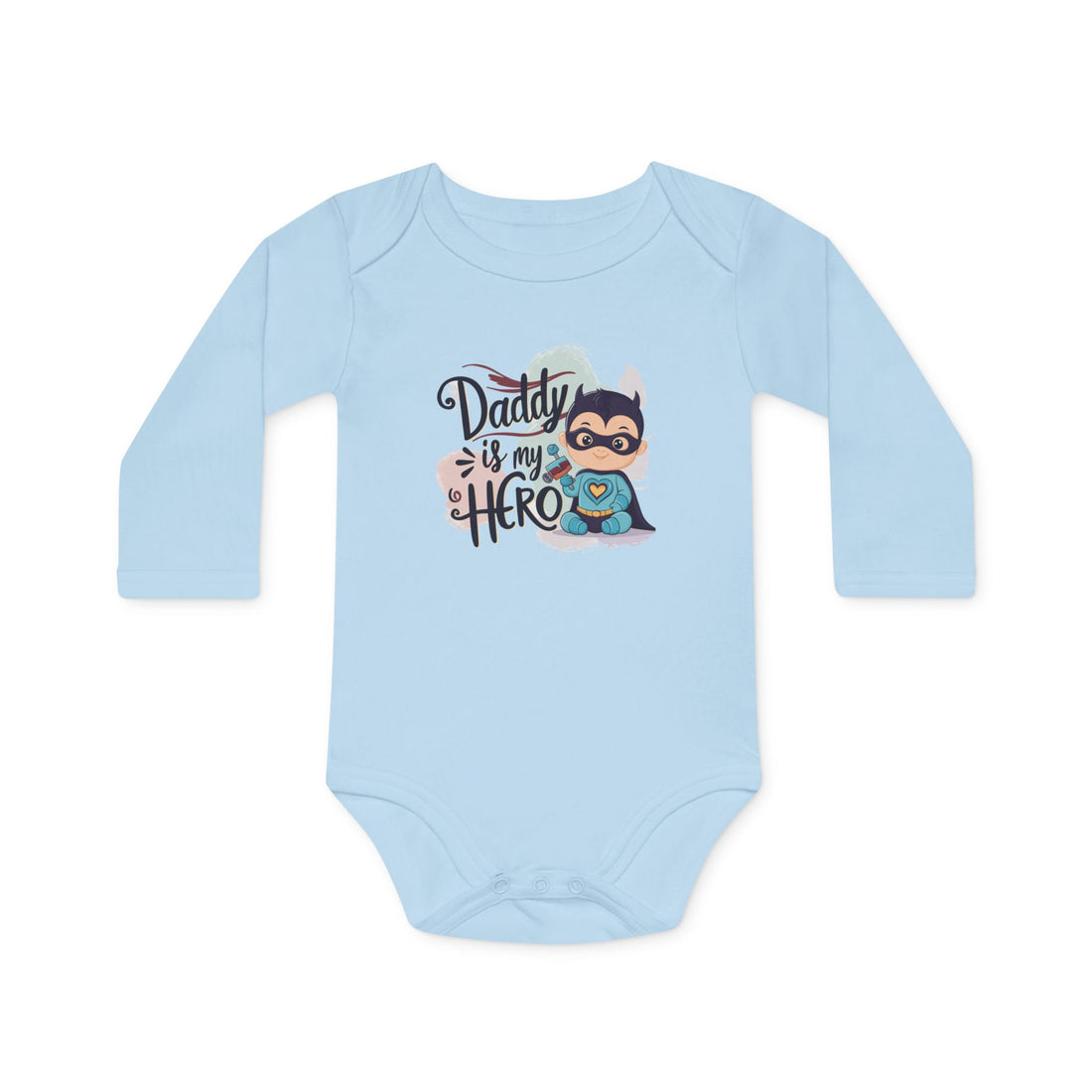 "Daddy is my hero" Baby Long-Sleeve Organic Bodysuit