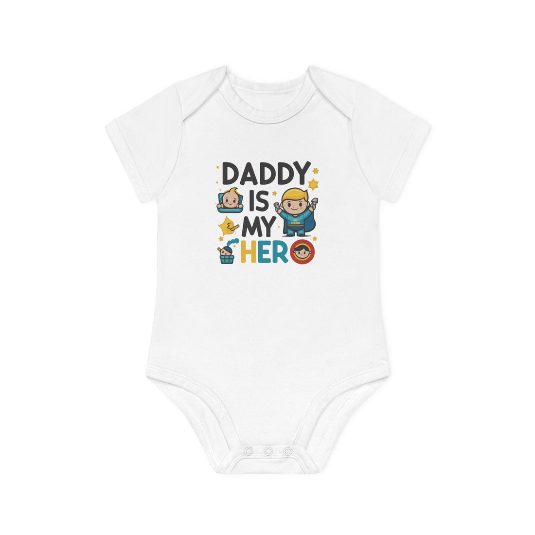 "Daddy is my hero" Baby Organic Short Sleeve Bodysuit